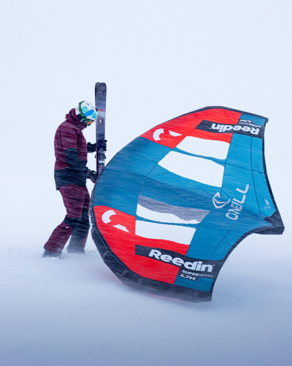 Wing surfing training in winter